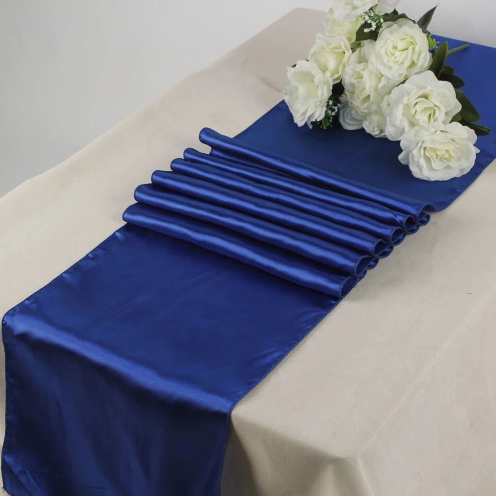 25PCS Royal Blue Satin Table Runners 12" x 108" Wedding Party