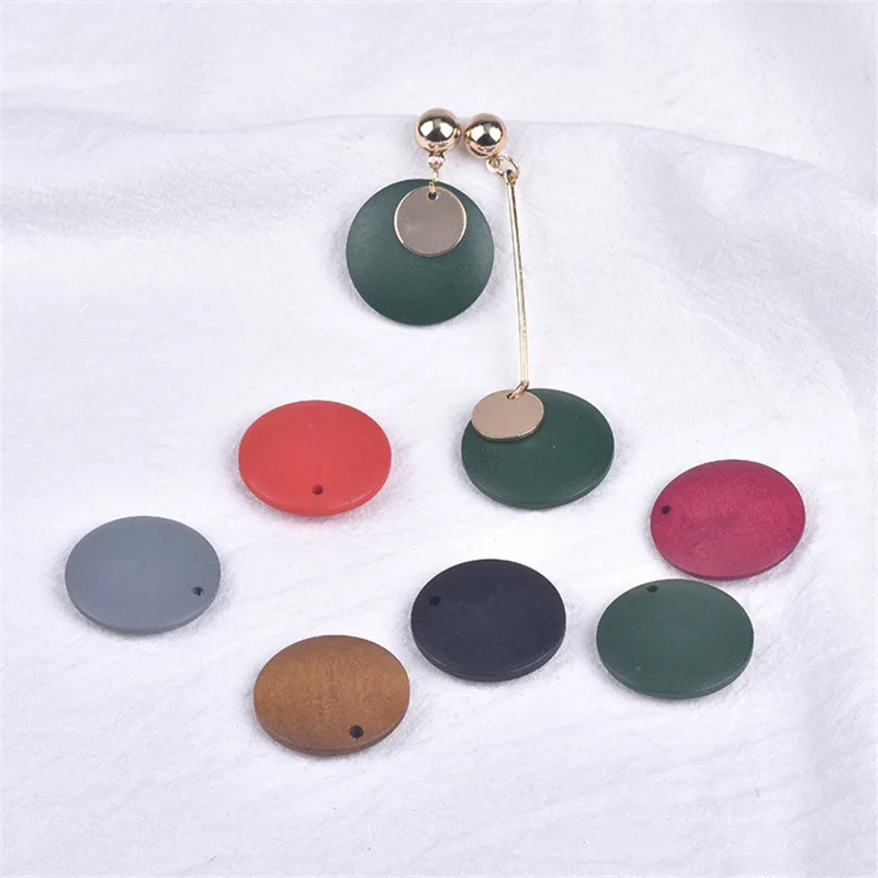 

20pcs 15mm 25mm Wood Round Pendants Charms Wooden Crafts DIY Stud/Drop Earrings Making Hair Accessories Women Jewelry Findings