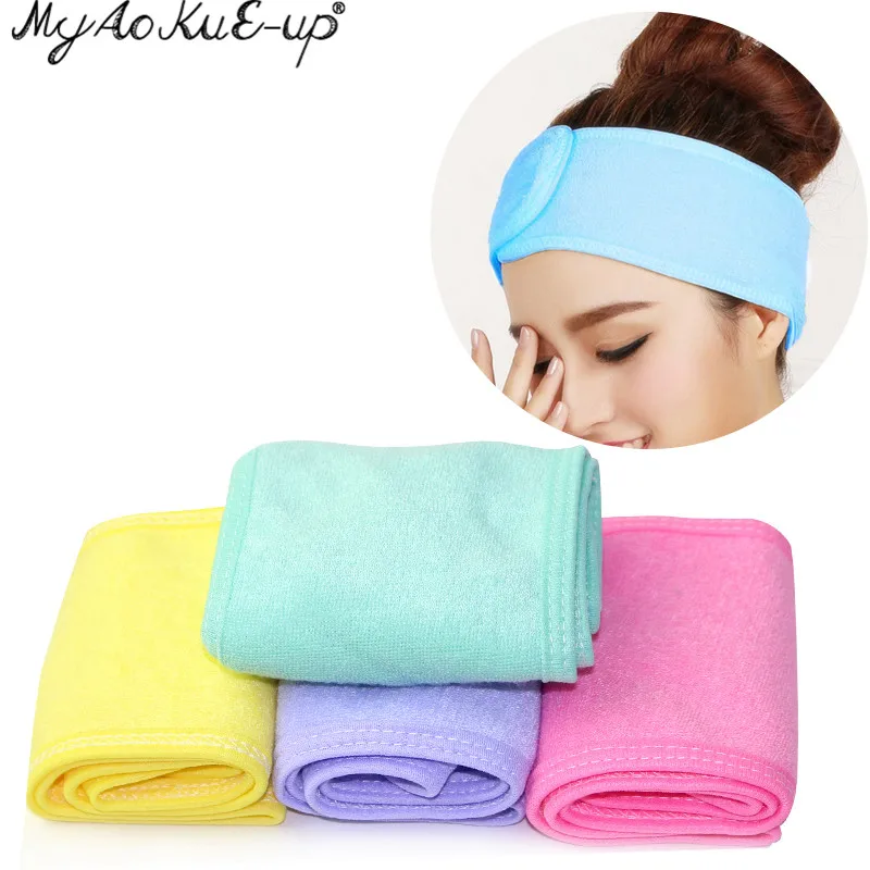

Facial Headband Make Up Wrap Head Terry Cloth Headband Stretch Towel with Magic Tape Makeup Headscarf Extension Eyelashes Tools