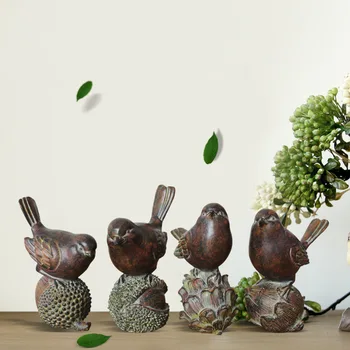 

4 PCS Creative gifts American retro simulation bird custom resin crafts home decoration Decoration