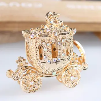

Wedding Royal Carriage Crystal Rhinestone Charm Pendant Purse Bag Car Key Ring Chain Creative Party Christmas Gift