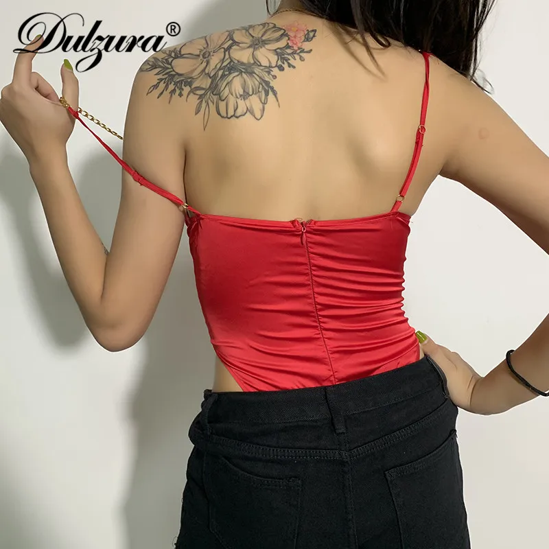 Dulzura 2019 summer women bodysuit sexy hollow out chain patchwork festival party streetwear one piece body conjuntos rompers