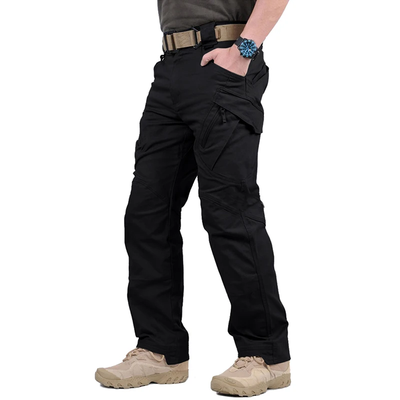 IX9, тактические штаны, военные брюки-карго, мужские повседневные брюки, рабочие брюки, армейские, стильные, черные, тонкие, армейские, мешковатые брюки - Цвет: black IX9