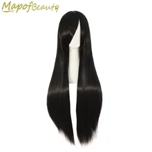 MapofBeauty 80 см длинные прямые волосы черные синтетические парики для женщин натуральный парик для косплея термостойкие женские Вечерние
