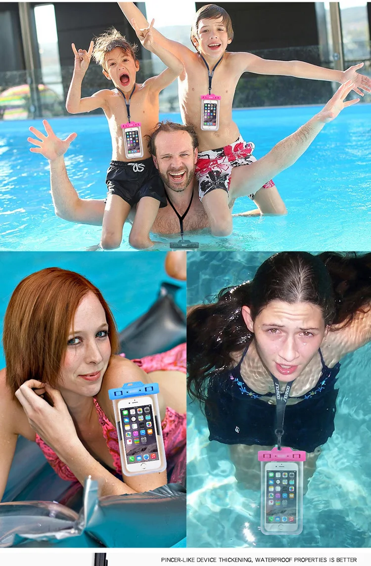 Открытый плавательный Универсальный подводный чехол сотовые телефоны водостойкая сумка для iphone X 6 plus 7 8 все модели 6 дюймов с шнурком