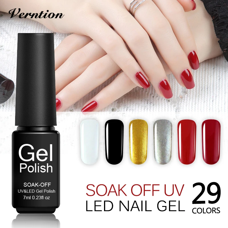 

Verntion Lucky Uv Gel Nail Polish Set Long Lasting Soak Off LED UV Gel Lacquer Art 29 Color Nail Varnish Uv Glue