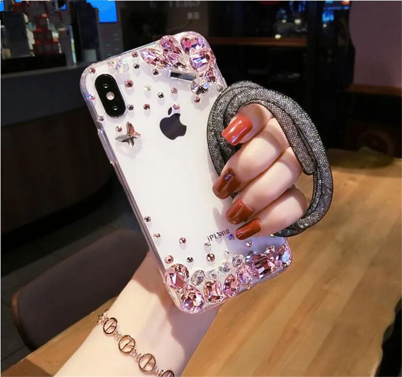 

LaMaDiaa Diamond For Samsung Galaxy S10 Plus S6 S7 edge S8 S9 Plus Note 8 Note 9 Bling rhinestone strap phone case cover