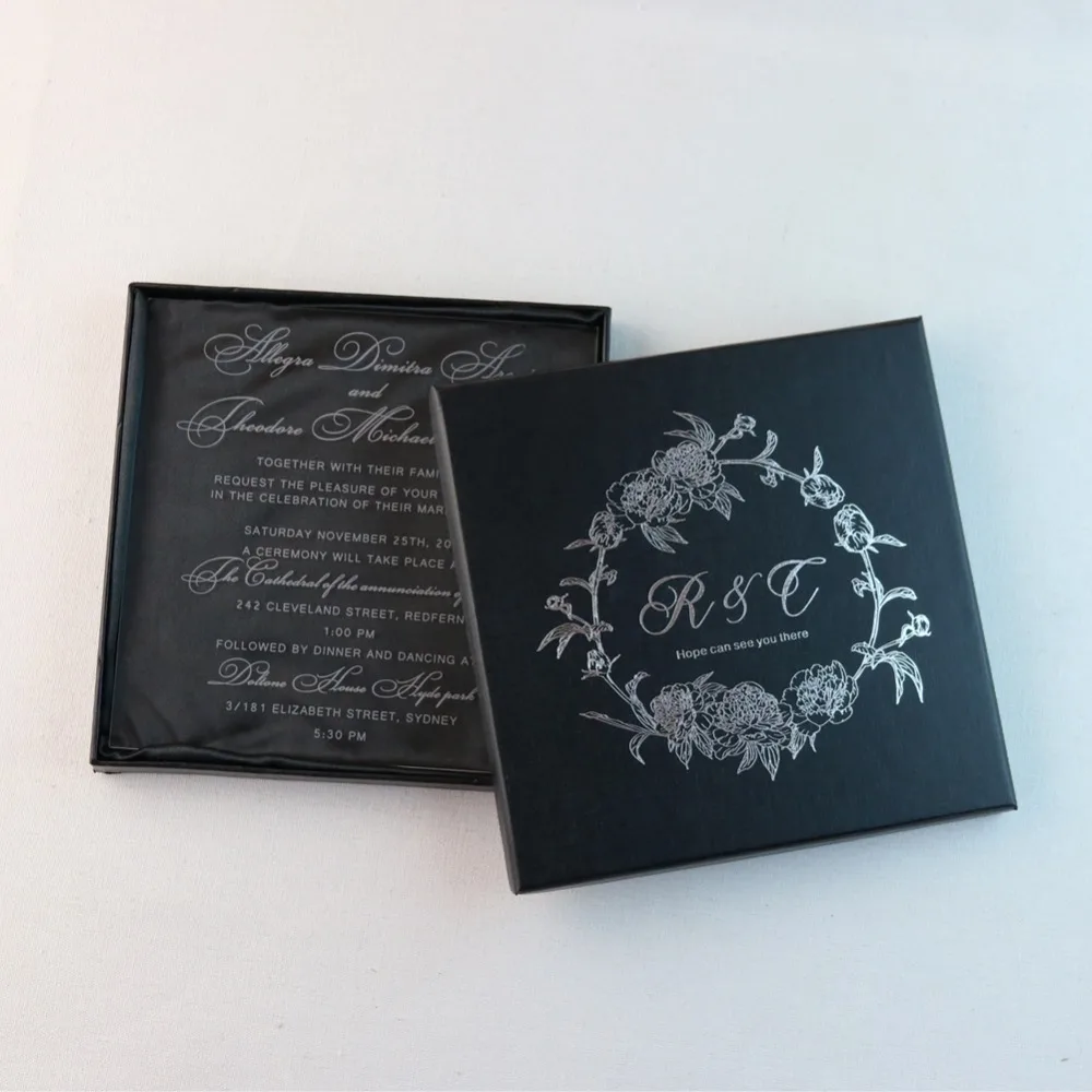 50 Personalized Engraved Acrylic Wedding Invitation Cards For Free Engraved Party Invitations And Silver Printing On 