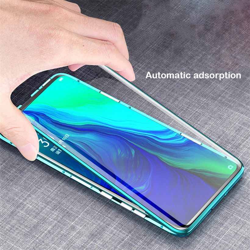 R just магнитный металлический чехол бампер для OPPO Reno 10x zoom закаленное стекло задняя