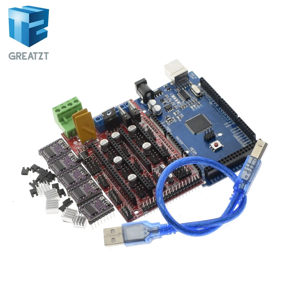 Greatzt 3D принтеры 1 шт. Mega 2560 R3 + пандусы 4 панель управления 5 DRV8825 шаговым двигателем