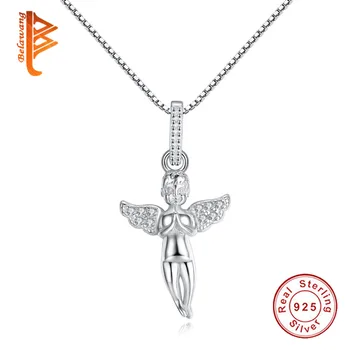 

BELAWANG Delicate 925 Sterling Silver Angle Cupid Pendant Necklaces with Clear Zircon for Women Romantic Wedding Jewelry Gift