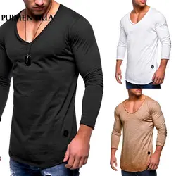 Pui мужские tiua весенние мужские модные популярные хлопковые футболки с v-образным вырезом мужские однотонные классические узкие футболки с