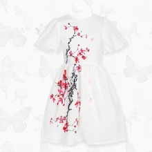 W. L. MONSOON/Брендовая детская одежда платье для девочек новое летнее белое платье принцессы в этническом стиле для маленьких девочек