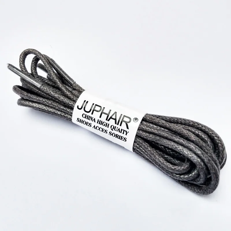 JUP1-12 Pair Dark Gray High Quality Laces Waxed Round Shoelaces Sneaker Solid Polyester Twisted Boots Shoes Brand Fashion Sporty