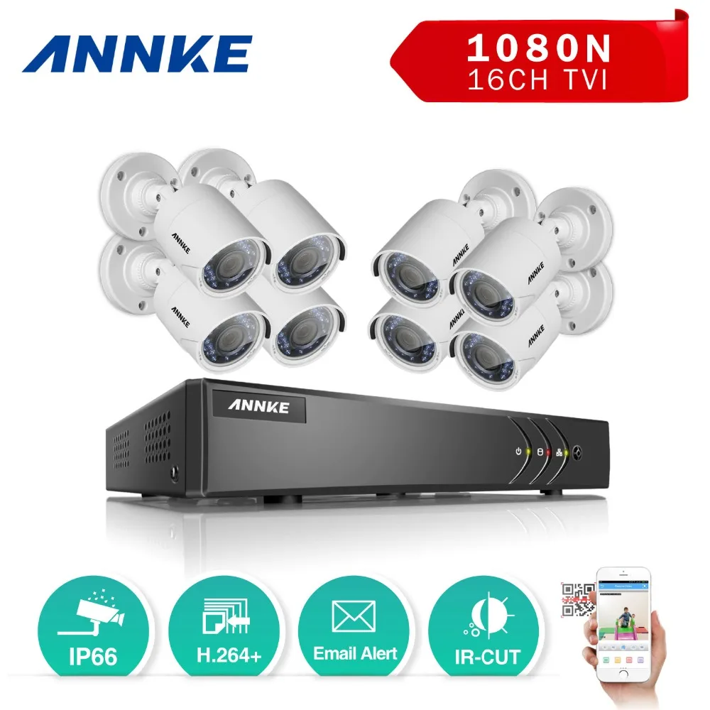 

ANNKE 16-Channel Security Camera System HD-TVI 1080N Video DVR and 8pcs 2.0MP Bullet IP66 Outdoor Weatherproof CCTV Cameras Kit