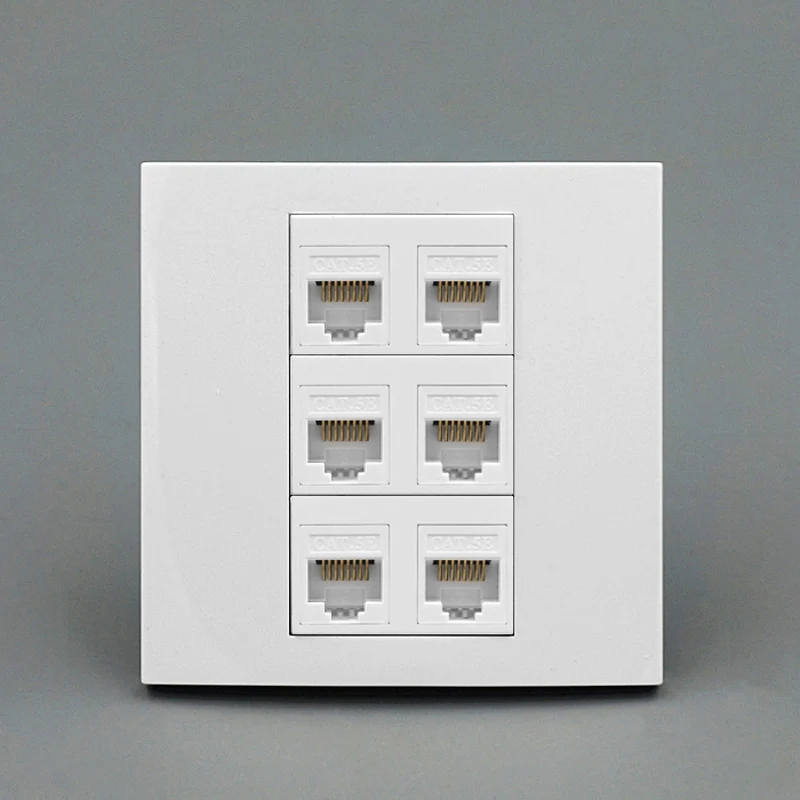 Сетевая настенная розетка RJ45 5e 6 портов Интернет интерфейс для