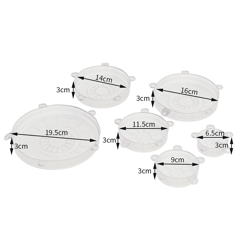 6pcs/Set Silicone Reusable Food Container Cover food Saver Vacuum Plastic Wrap Food Fresh Keeping Sealed Silicone Seal Stretch