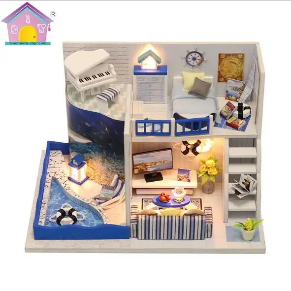 M040 миниатюрные Diy головоломки вилла модель деревянного здания кукольный домик