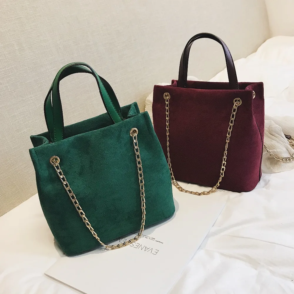

LEFTSIDE Scrub Leather Bucket Bags For Women 2018 Female Chain Crossbody Bag Solid Color Totes Laides Shoulder Bags Winter Bag