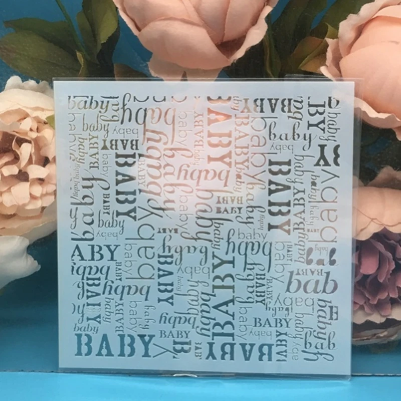 

13cm 5" Baby Words DIY Layering Stencils Wall Painting Scrapbook Coloring Embossing Album Decorative Paper Card Template