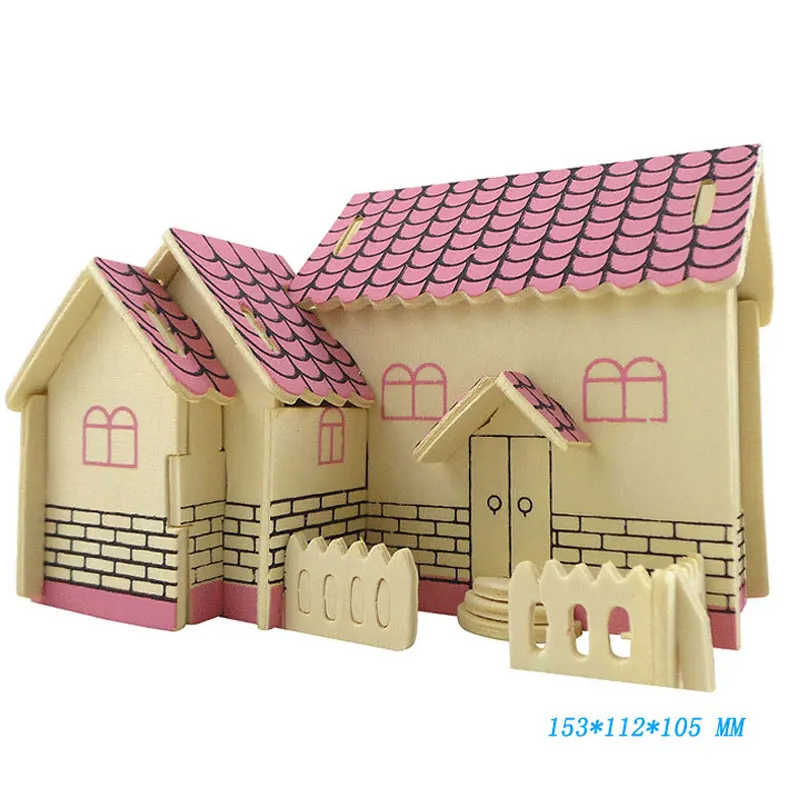 DIY деревянные строительные блоки ручной сборки деревянные блоки игрушки 3D модель дом развивающие игрушки для детей