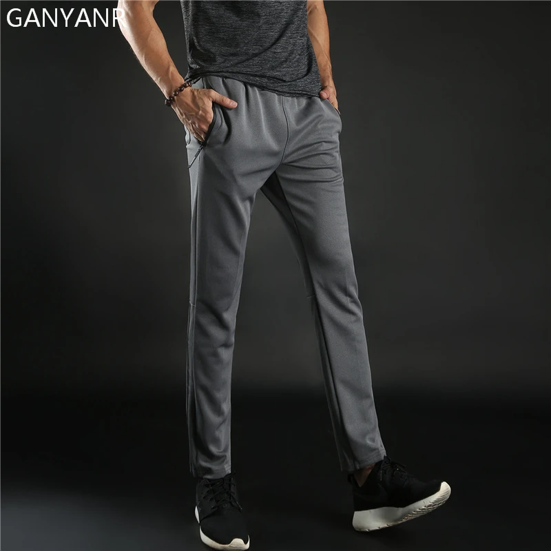 

GANYANR Running Pants Men Sport Leggings Jogging Basketball Training Fitness Gym Athletic Football Sweatpants Fitness Elastic