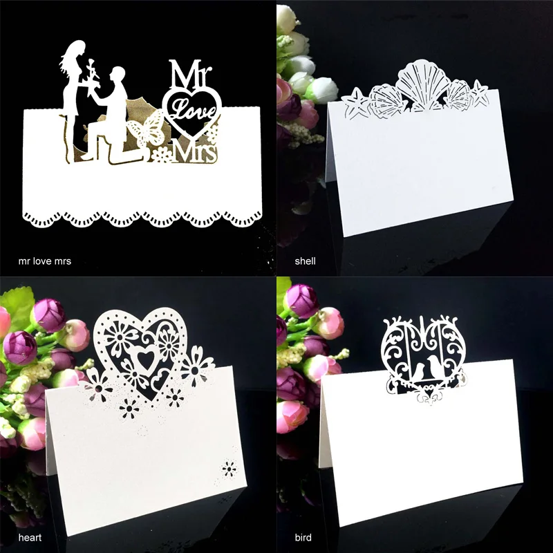  50pc 12x9cm Mini Wedding Invitation Card Postcard Laser Cut Hollow Table Card Butterflies Flower He - 33024623705