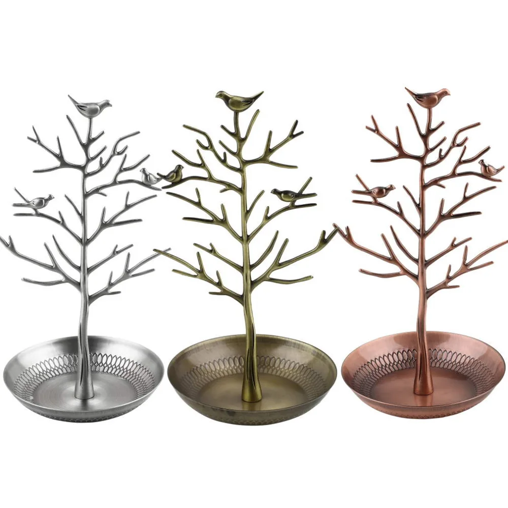 Retro Earring Ring Jewelry vintage Bird Tree Stand Display Organizer