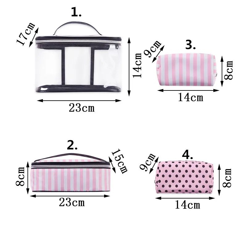 Прозрачный чехол для макияжа, 4 шт., прозрачная косметичка из ПВХ, женская розовая дорожная косметичка, органайзер для туалетных принадлежностей, красивые косметички