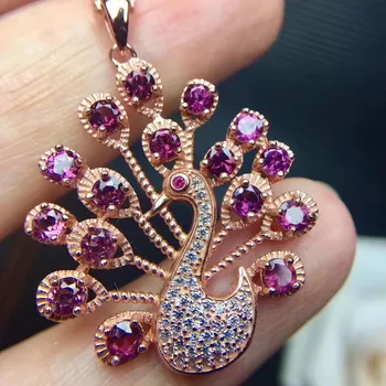 

Fidelity natural 3mm garnet pendants s925 sterling silver Brilliant Phoenix fine jewelry gift women natural purple gemstone