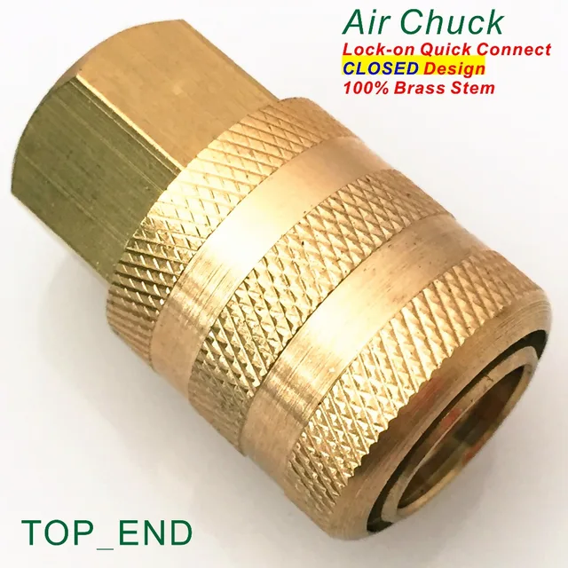Closed,Original Brass,Air Chuck,Universal Lock On Quick Connect,Brass