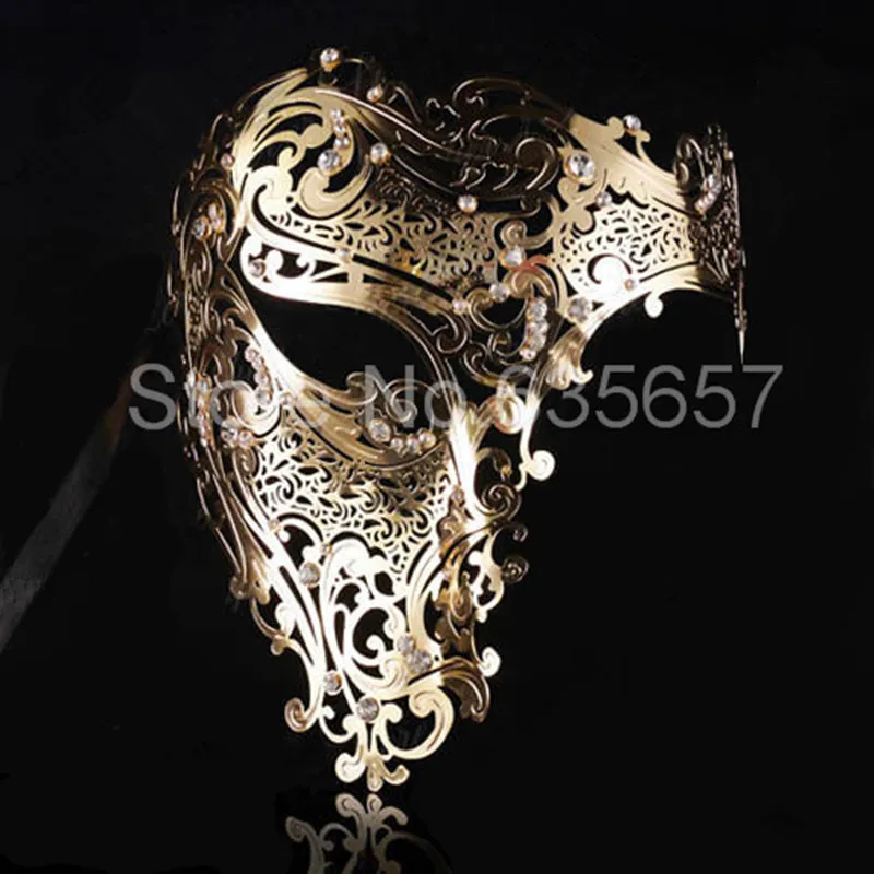 Black Gold 3 Color Phantom Laser Cut Mask Masquerade Metal Men or Women Skull Filigree