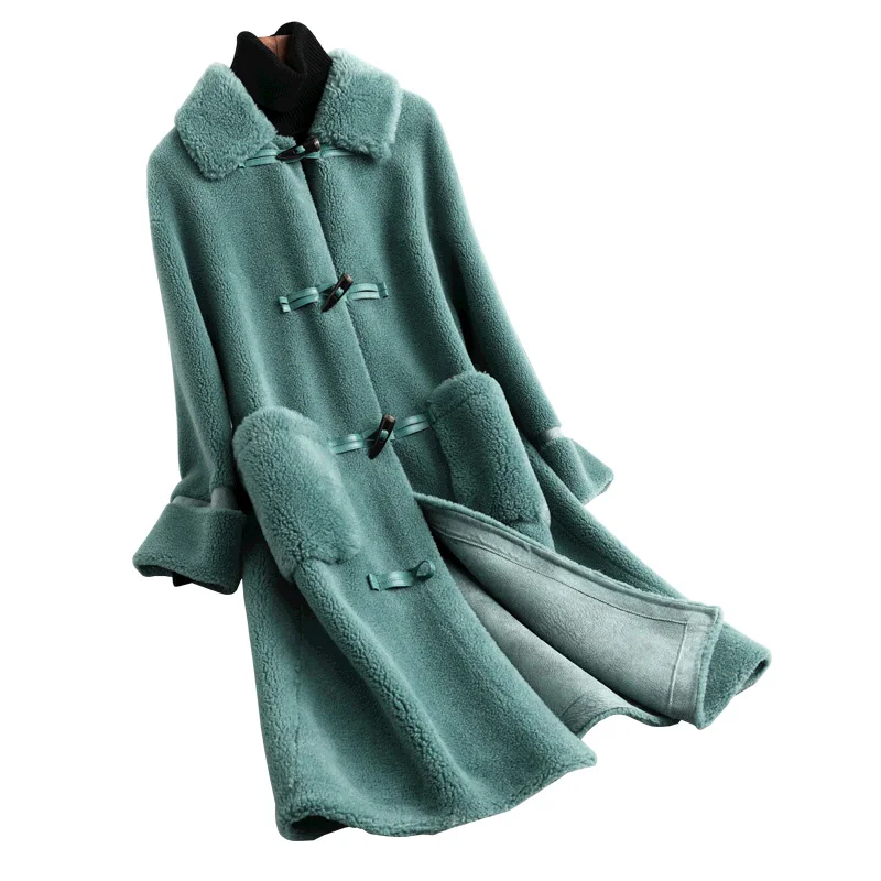 

2019 Fashion Brand New Autumn Winter Women Fur Coat Loose Horn Button Warm Long Overcoat Jacket Casual Female Winter Wool Coats