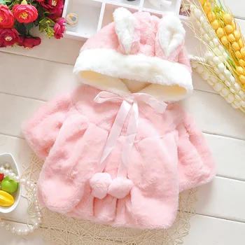 

Melario Outwear&Coats Clothes Winter New With Bag Thickening Baby Cotton Coat Rabbit Ears Hooded Baby Winter Clothes Children