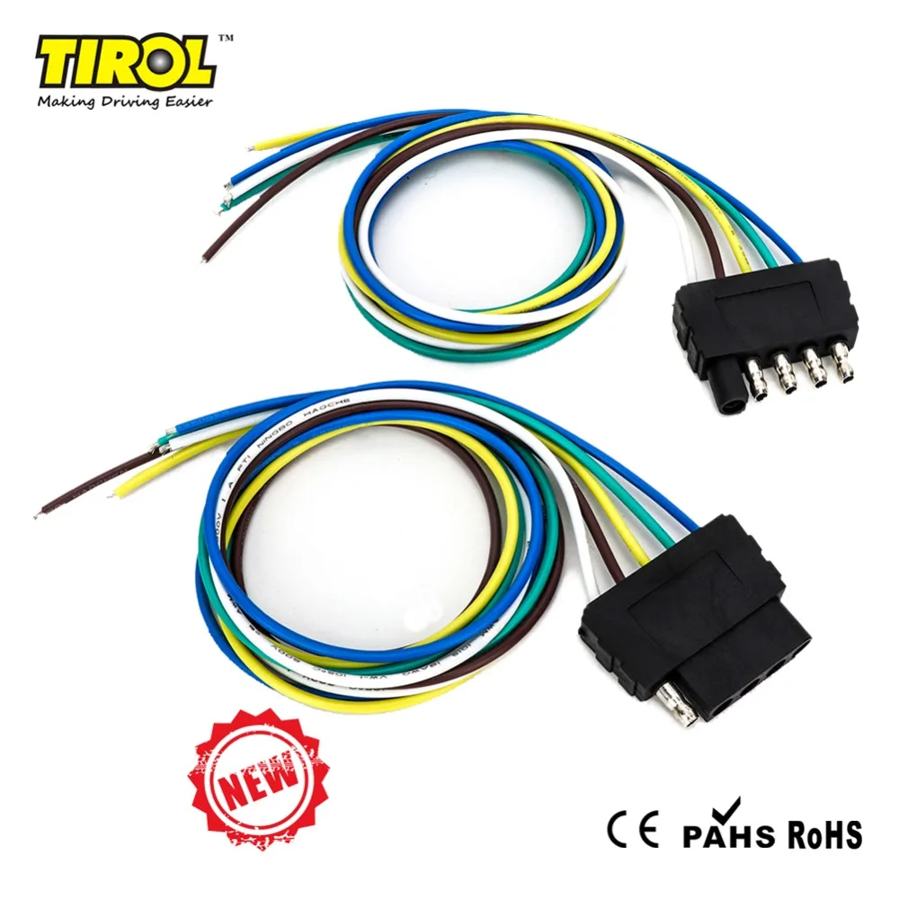 Tirol 5 Pin Плоский буксирный Канат набор прицепа свет проводки 5* 18AWG 2" пучок-удлинитель штепсельная вилка и розетки для морских караванов T25566b