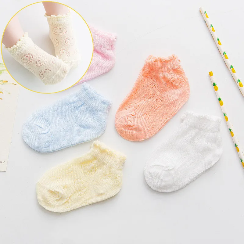 

5pair/lot Baby Socks Set Cotton Mesh Summer Spring Kids Short Socks Thin Breathable Solid Children Boys Girls Socks