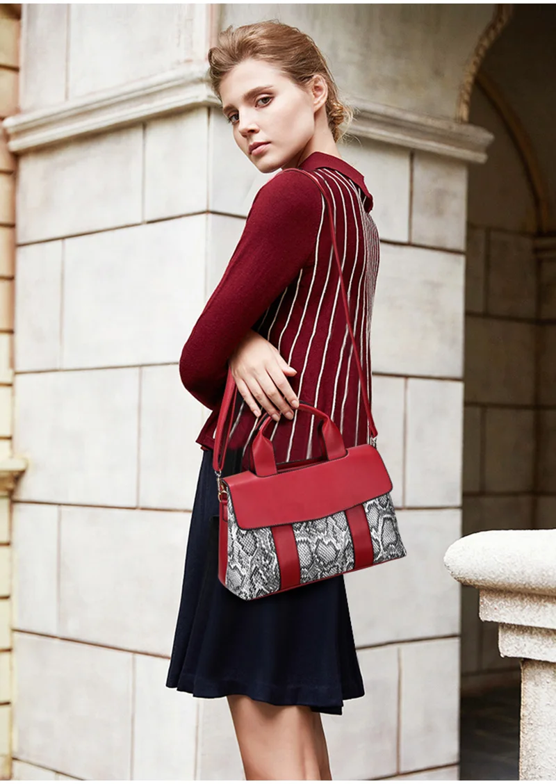 Новое поступление большая женская сумка змеиная большая сумка европейский стиль Новая модная женская сумка повседневная сумка через плечо