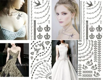 

5Pcs/Lot 12 Designs Jewelry Temporary Tattoo Body Art Crown Swallow Patterns