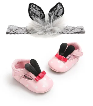

Leather Baby Moccasins Newborn Baby Pink White Sneakers 0-18 Month Infant Toddler Shoes Princess Party Shoes With Hair bands