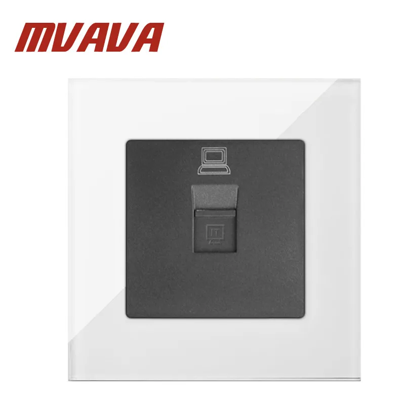 MVAVA белого цвета с украшением в виде кристаллов Стекло 110 V-220 V Великобритании ЕС Европейский компьютер RJ45 данных Интернет розетка для штекеров электрическая розетка Стекло безопасный - Тип: wall socket