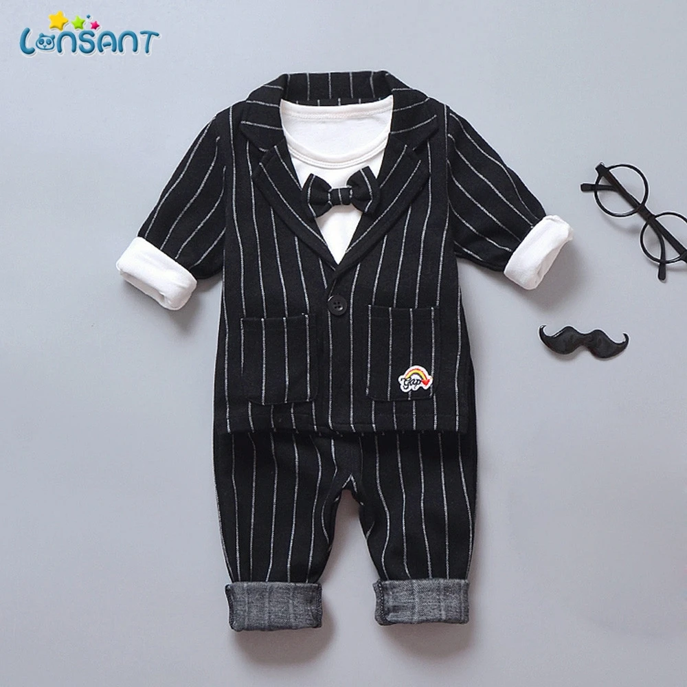 

LONSANT Fashion Baby Girl Boy Sets Kids Cotton Clothes Long Sleeve Gentleman Jacket+shirt+Pants Outfits Set Tracksuit 3 pcs
