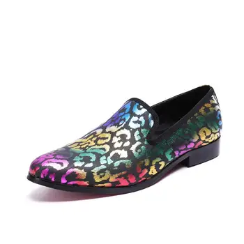 

Flowers Print Flats Loafers High Quality Oxfords Dress Men Shoes Metal Pointy Toe Vintage 2018 Zapatos Hombre Sapato Masculino