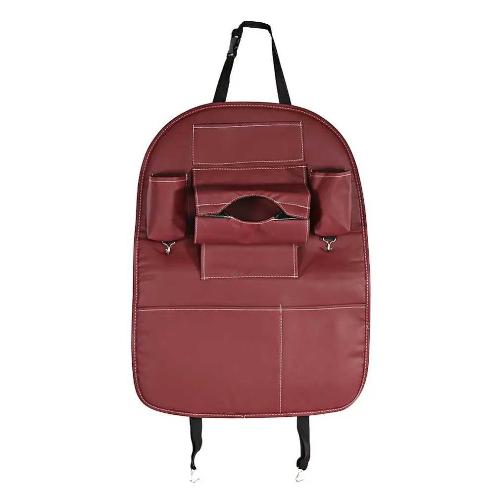 Burgundy Из искусственной кожи заднем сиденье автомобиля сумка для хранения держатель Организатор Вешалка мульти-карман черный бежевый бордовый коричневый желтый оранжевый дополнительно - Название цвета: Burgundy