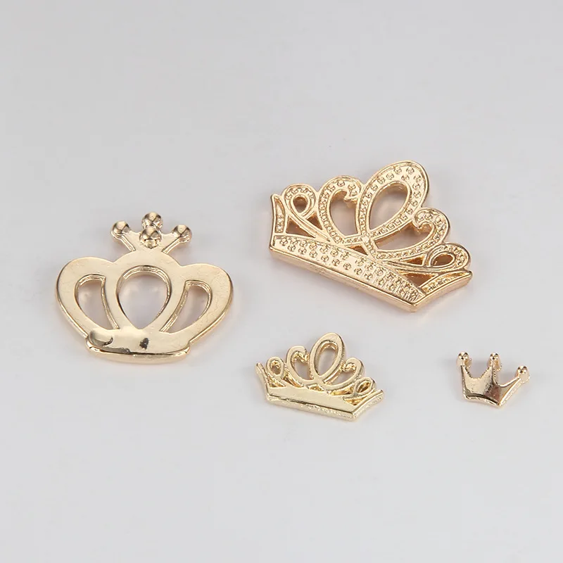 50pcs/lot Wholesale Hot High Quality Alloy Golden Charm Flat Crown