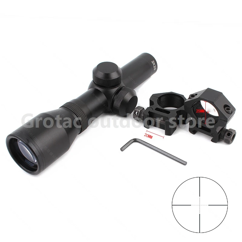 2x20 Long Eye Exit Pupil Rifle Scopes Scout Gun Scope Sight Tactical