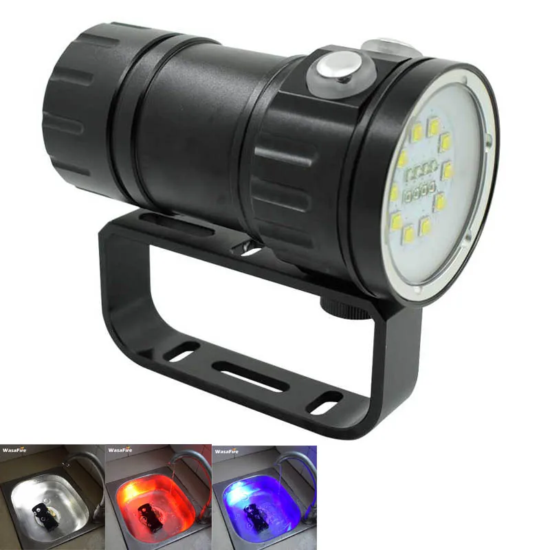 

Professional Photography Video Diving Flashlight White Red Blue Light 18 LEDs Underwater Photo Lamp XML L2 Scuba Diving Torch