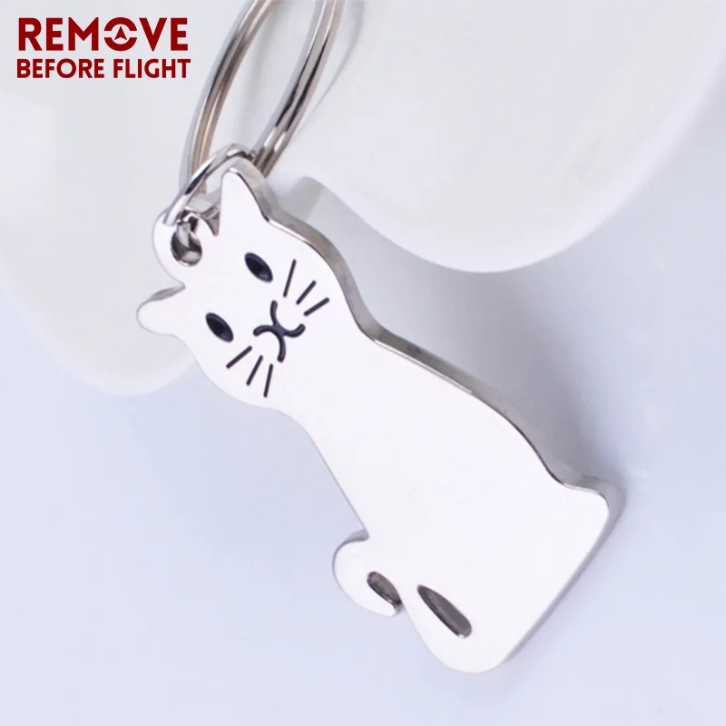 Fashion Jewelry Keychains Lovely Kitty Shaped Creative Gifts Silver Color Key Chains for Kids Fashionable Cat Key Ring Chain