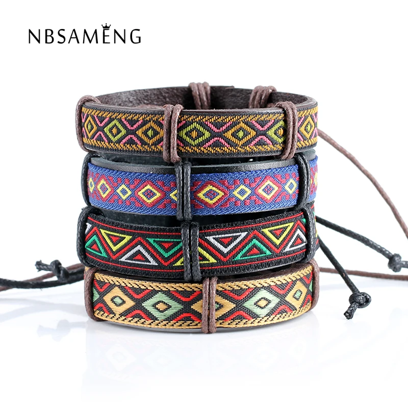 

Free Shipping 2018 New Fashion Jewelry Hot Nepal Ethnic Handmade Leather Bracelet Women Men Retro Leather Lanyard Strap sa075