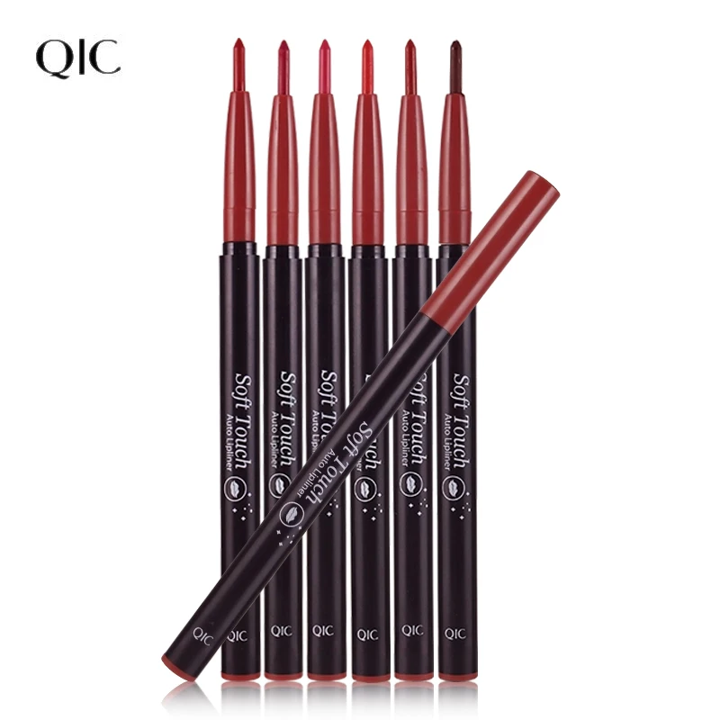 

QIC 6 Colors/Lot Professional Crayon Automatic Rotary Lip Liner Long-lasting Makeup Lipliner Pencil Waterproof Beauty Red Lip