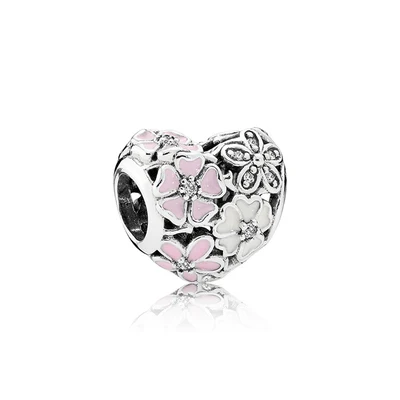 Бусины в форме сердца, 925 пробы, серебро, Подходит для Pandora, браслет, серебро 925, розовый циркон, модные ювелирные изделия, подарок на день Святого Валентина - Цвет: 5